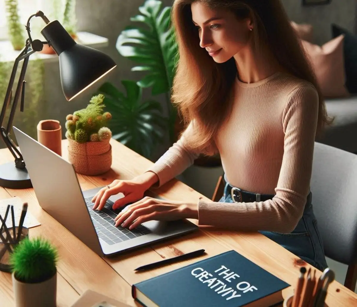 a lady taking a free course on the internet